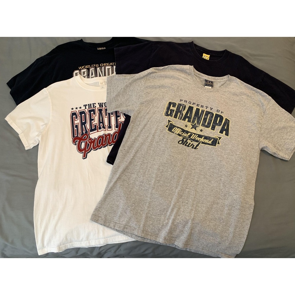 Grandpa Shirt Lot Of 4 Mens XL Multicolor World's Greatest Big Dogs Tee T-Shirt